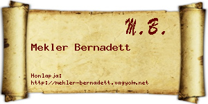 Mekler Bernadett névjegykártya